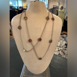 VINTAGE Premier Designs Multi Colored Antique Tones Coin Accents Necklace